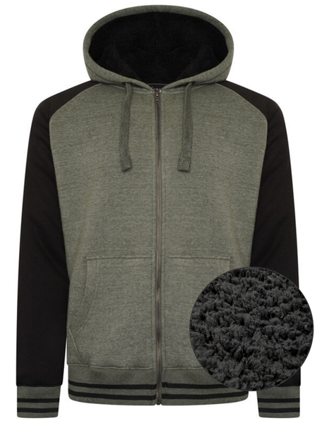 Khaki Zip thru sherpa hoody