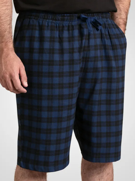 Navy check lounge shorts