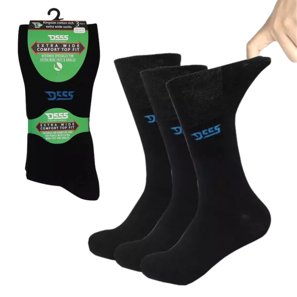 Extra wide black socks | 3 pairs