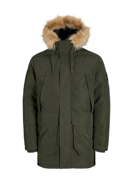 Dark green faux fur parka jacket