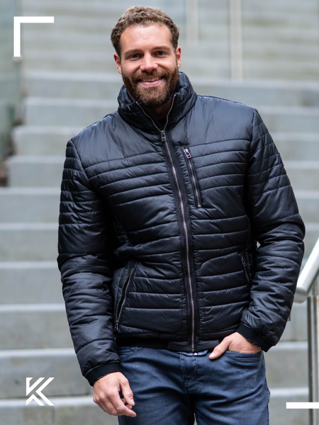 Black smart lightweight puffer jacket