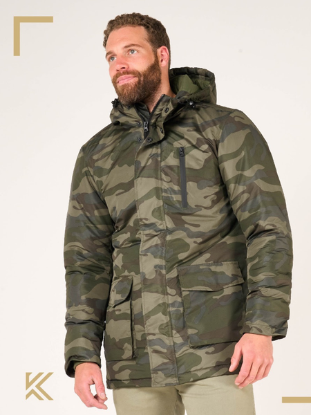 Camo print hooded winter coat