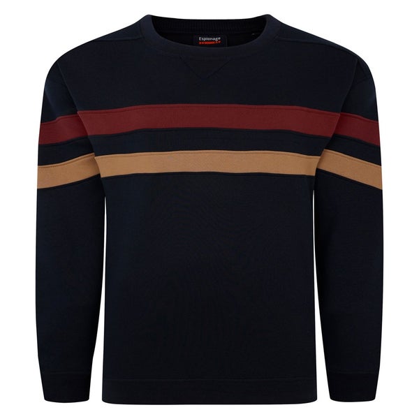 Navy stripe crew neck sweat shirt