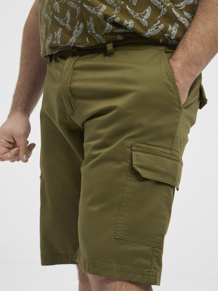 Army green stretch cargo shorts