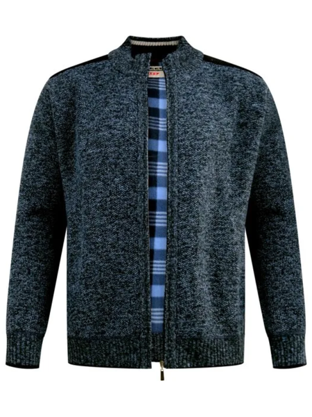 Navy Knitted Zip Through Sweater