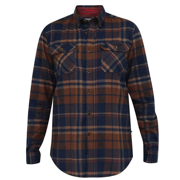 Navy/tan checked flannel shirt