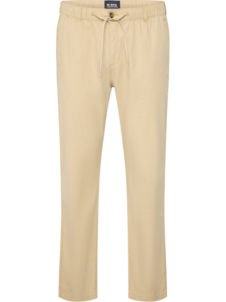 Sand linen pants with elastic waist