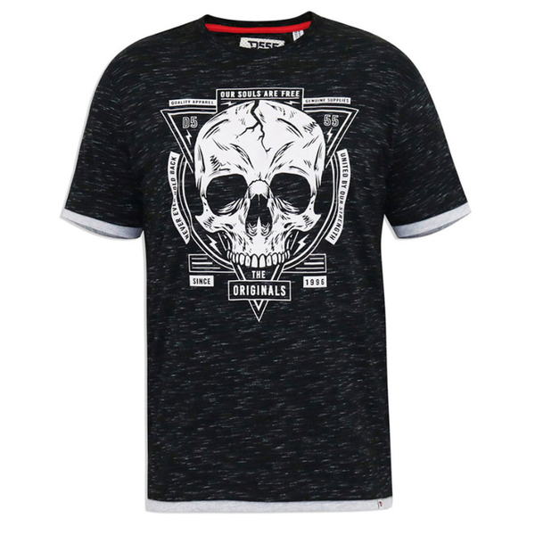 Skull Printed T-Shirt With Double Layer On Hem & Cuff
