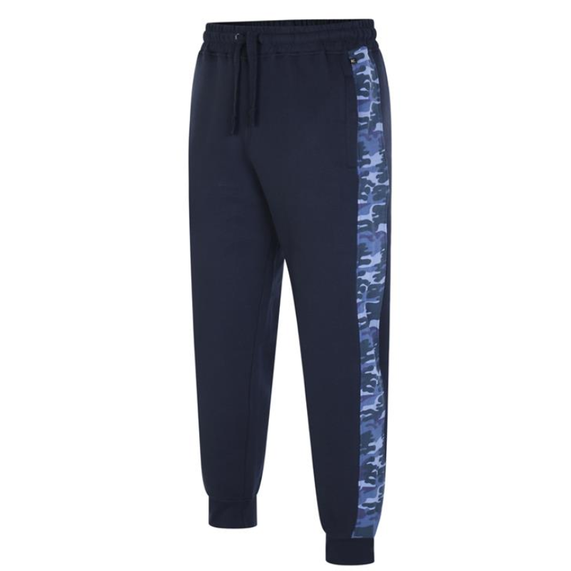 Navy panelled camo jog bottoms