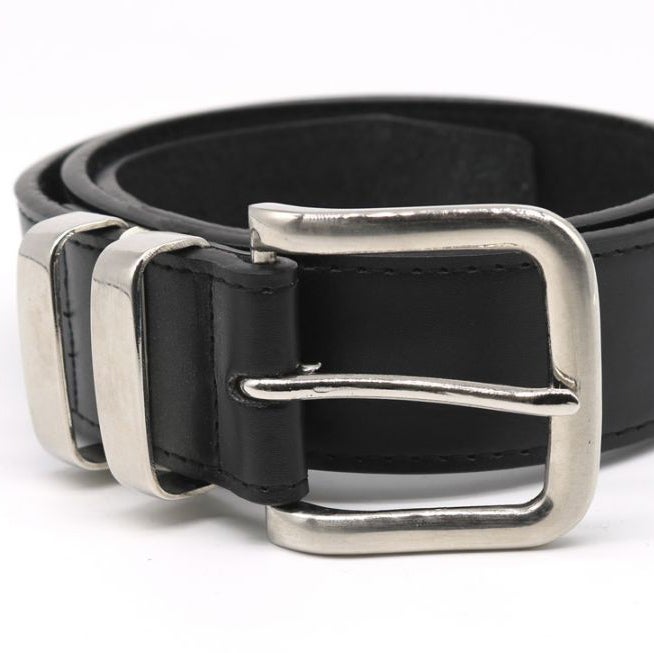 Black bonded leather belt 38mm