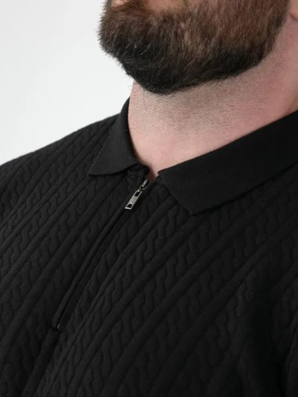 Black knitted polo shirt