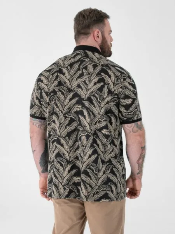 Black leafprint poloshirt