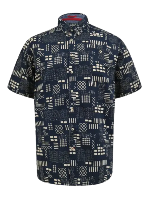 Navy geometric short sleeve shirt