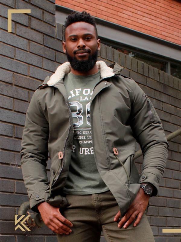 Army green sherpa lined parka coat