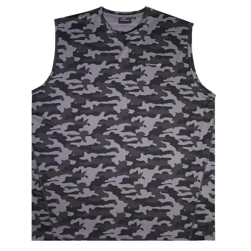 Camo print performance sleeveless tee