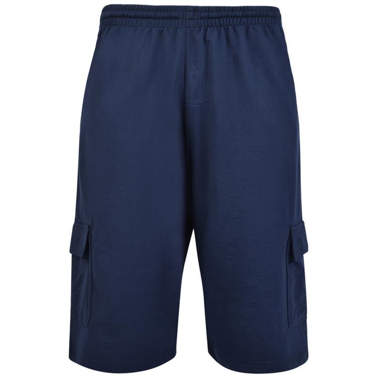 Navy jersey cargo shorts