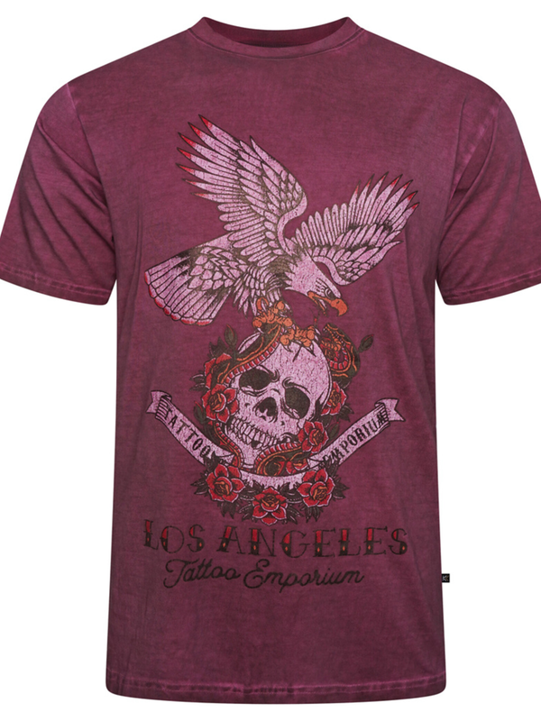 Wine red skull and eagle t-shirt