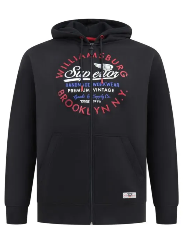 Black full zip hoody w/ print
