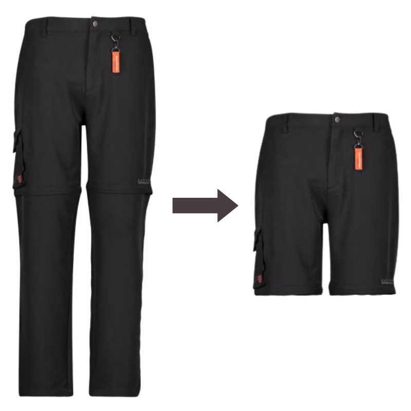 Black hiking pants with detachable leg